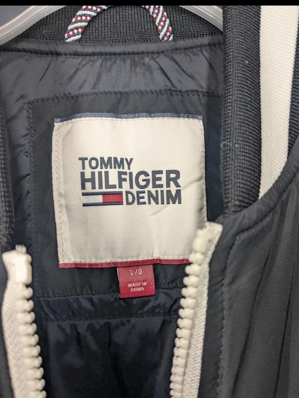 Tommy Hilfiger Denim Men’s Varsity Bomber Jacket - Black - Size Large EUC - Picture 5 of 12